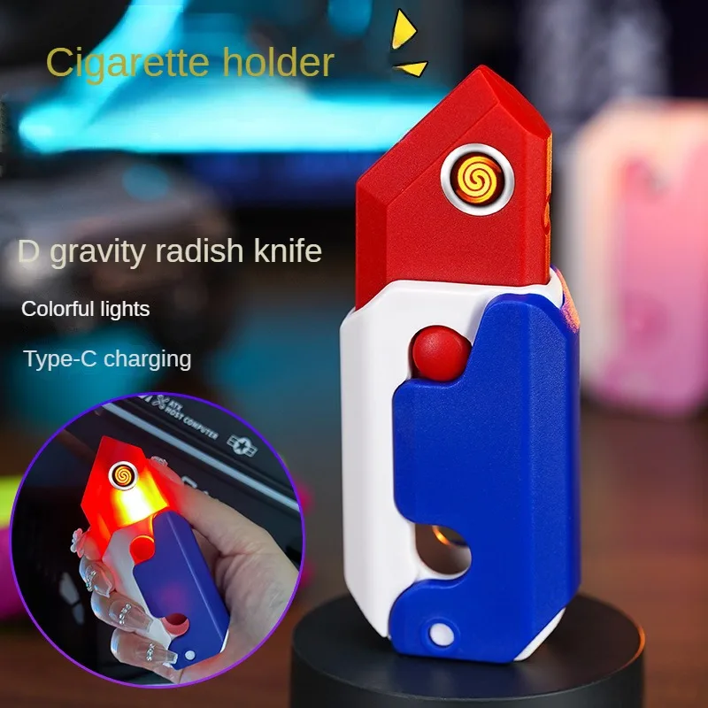 

New Radish Luminescent Cigarette Lighter Smooth Decompression Windproof Lighter Tungsten Wire Ignition Fuel lighter Smoker Gift