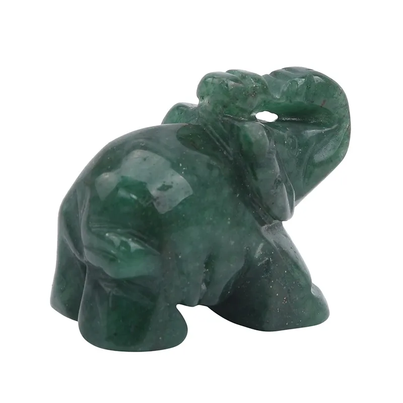 Elephant Statue Natural Crystal Healing Rose Quartz Black Stone Jade Craft Home Decoration Christmas Gift Animal Statue Stone