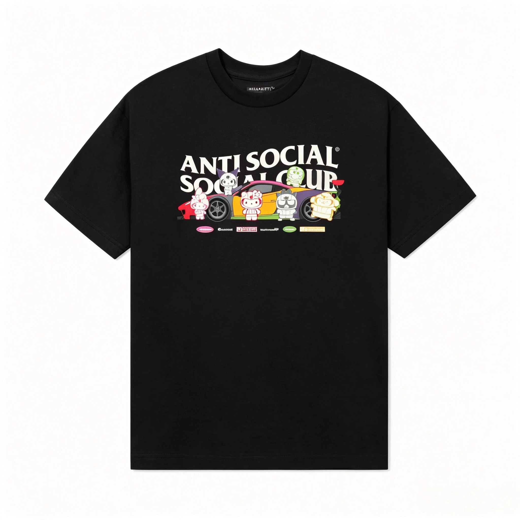 ASSC X Sanrio Hello Kitty Kuromi Racing Car Print Unisex Streetwear Casual Short Sleeve Couple Tee Tops
