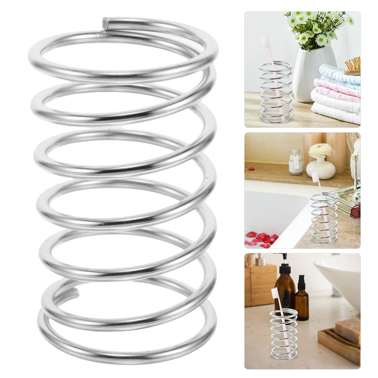 

Держатель для зубных щеток из нержавеющей стали, пружинный органайзер для ванной, подставка для кистей для макияжа, держатель для зубной пасты, металлическая подставка для зубных щеток