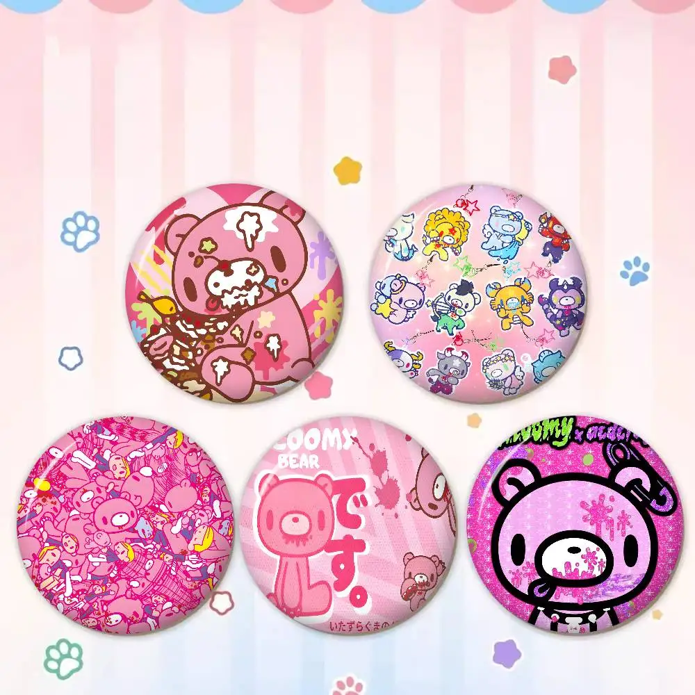 Cartoon G-Gloomy Bear 58mm Cute Anime Figure Icon Badge Handmade Tinplate Brooch for Backpack Clothes Chest Ornament Gifts