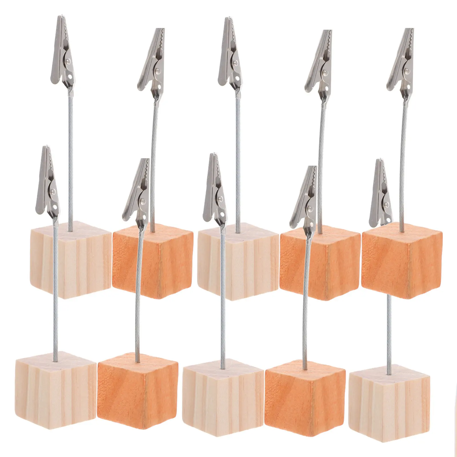 20Pcs Memo Clip Holders Wooden Table Number Stands Base Retro Photo Card Holder Office Desktop Organizer Wedding