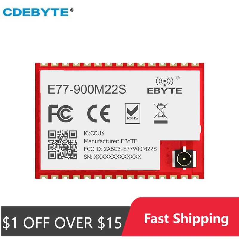 Wireless Module LoRaWan Spread Spectrum CDEBYTE E77-900M22S 915MHz ARM Cortex-M4 Low Power Consumption Stamp Hole SoC