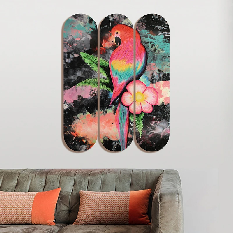 Set of 3pcs Decorative Board Art Skateboard Wall Art 7-layer Maple Decoration Skateboard Furnish and Decorate for Home Decor