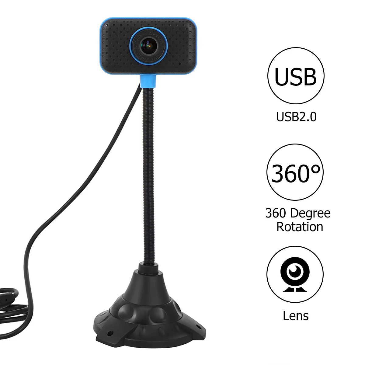 USB 0.3mp Professional Webcam Flexible Tube Design Built-in Microphone Video Conference Online Class Streaming Computer Camera