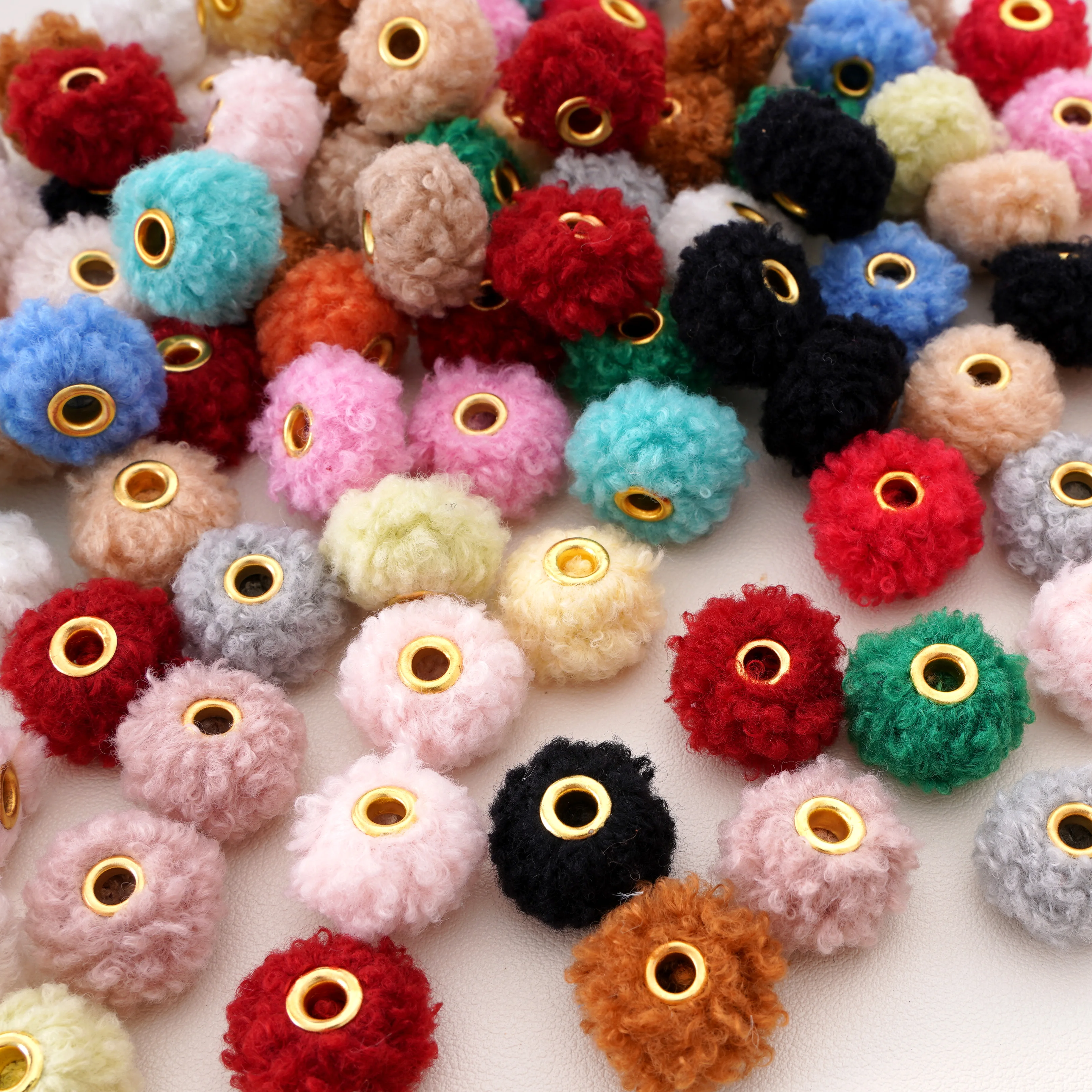 5-10Pcs Colored Teddy Bear Fur Beads Plush Loose Spacer Bead For DIY Clothing Supplies Bag Pendant Accessories Dolls Decorative