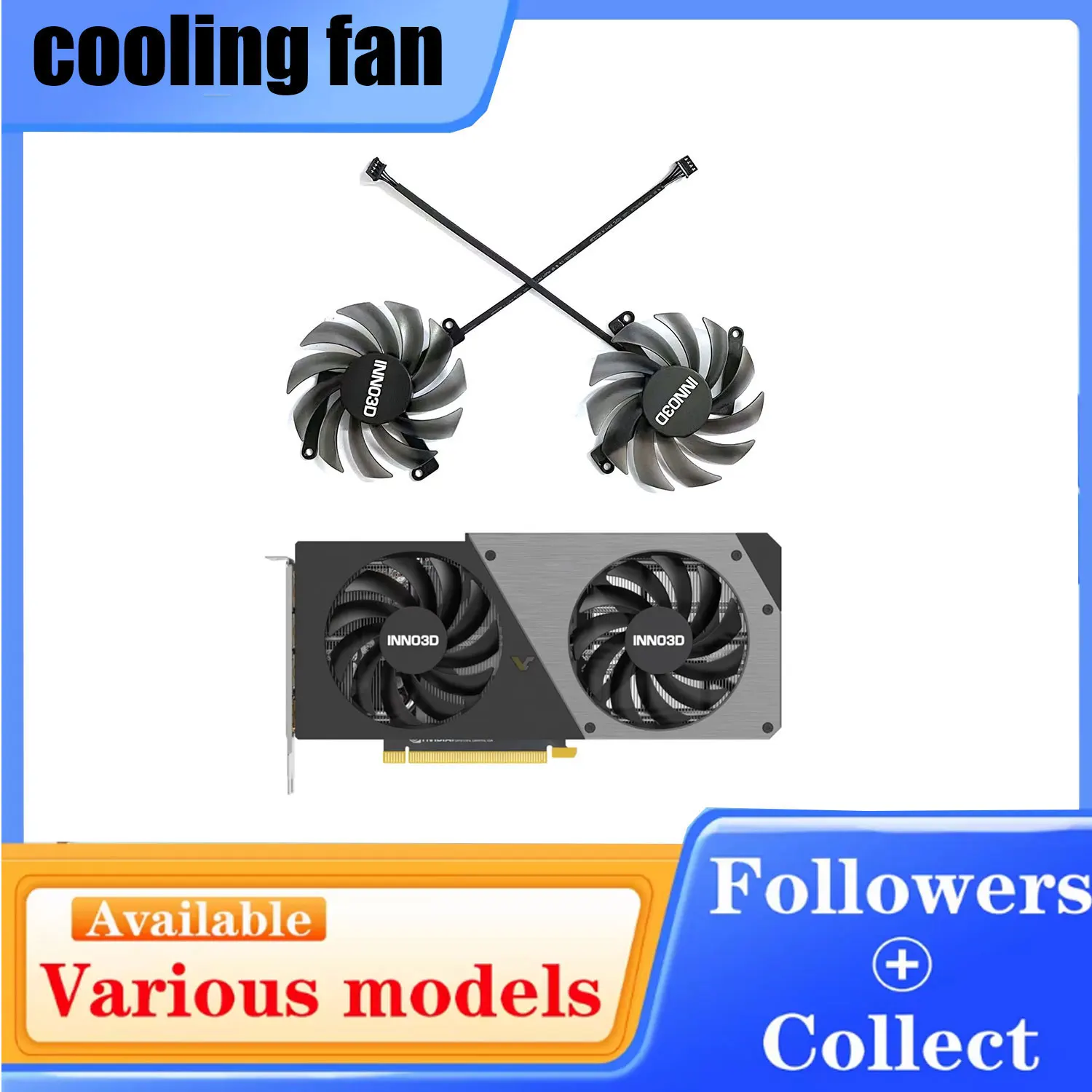 New For INNO3D GeForce RTX 4060 Ti 8GB Twin X2 OC Graphics Card Replacement Fan CF-12915S