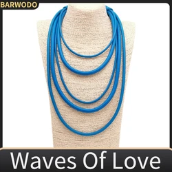 BARWODO Layered Long Necklace For Women Korean Fashion Designer Jewelry Multi Layer Rubber Chains Statement Necklace Accessories