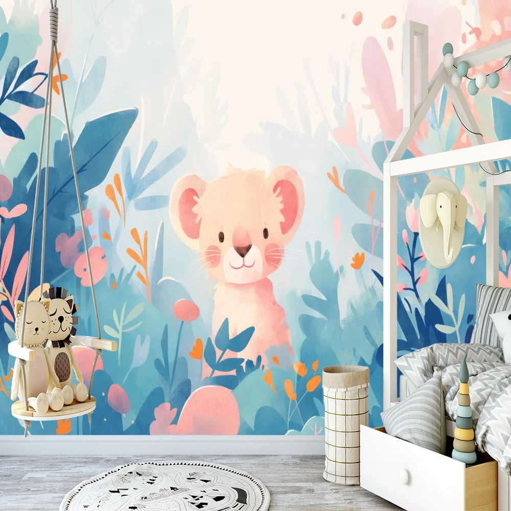 Milofi custom Nordic illustration children's room wallpaper animal boys and girls bedroom whole house background wallpaper