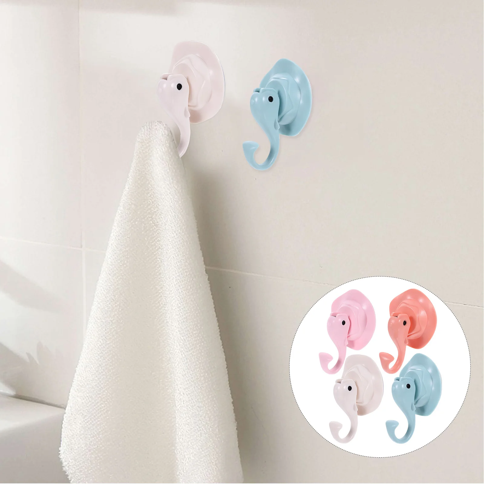 

4pcs Suction Cup Hooks Heavy Duty Removable Waterproof For Bathroom Kitchen Window Wall Hanging Organizer Multi-Purpose