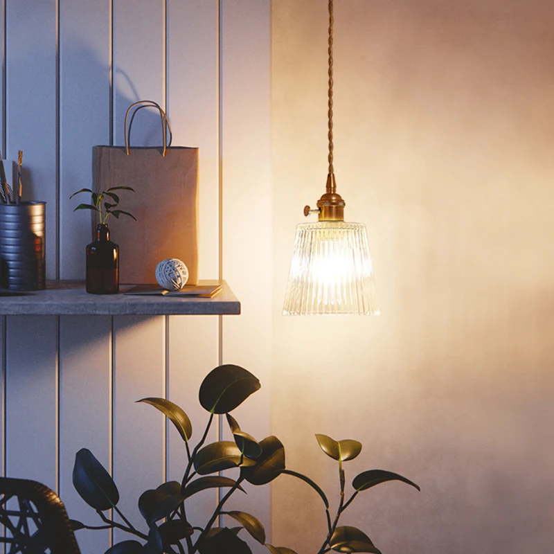 خمر الشمال شريط الزجاج قلادة مصباح غرفة الطعام المطبخ الرجعية قلادة أضواء غرفة نوم السرير ديكور معلقة الخفيفة