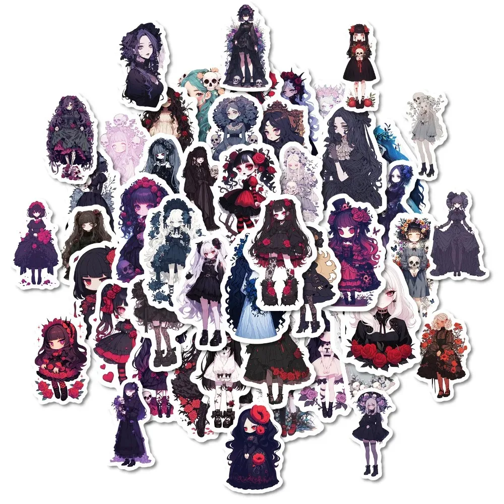 50pcs Aesthetic Gothic Lolita Stickers Graffiti Decorate Desktop Skateboards Bicycles Motorcycle Helmets Refrigerators Suitcases