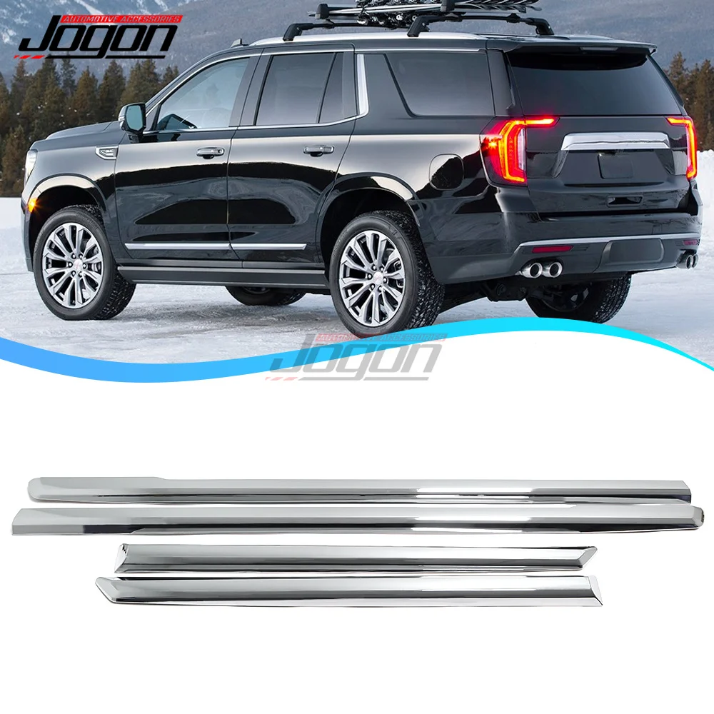 For GMC YUKON For Chevy Chevrolet Tahoe Suburban 2021+ Chrome Car Exterior Side Door Body Strip Guard Protection Fender Trim