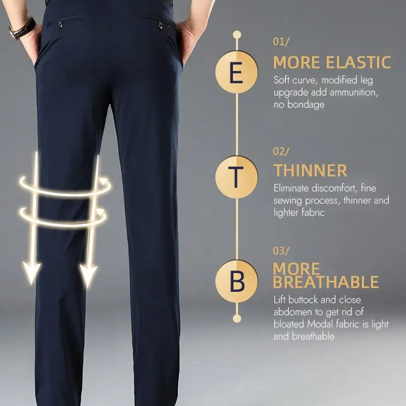 Pantalones de traje para hombre, pantalones de vestir masculinos, elásticos, resistentes a las arrugas, clásicos, de talla grande, para oficina y negocios, primavera y verano