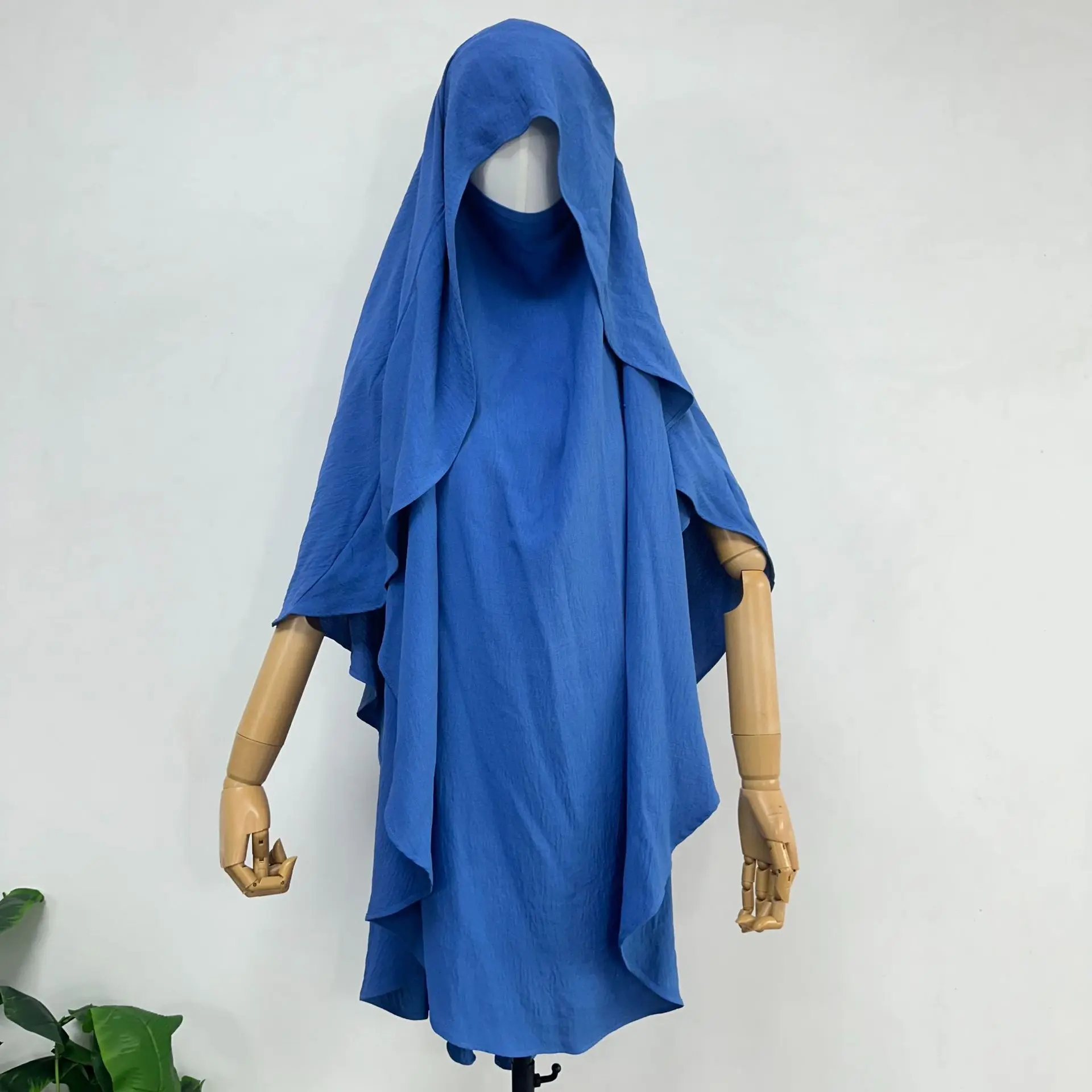 

2025 new Cape Khimar with Niqab Straps Jazz Crepe Triangle Islamic Muslim Women Wholesale Ramadan Tie Back Prayer Hijab Islamic