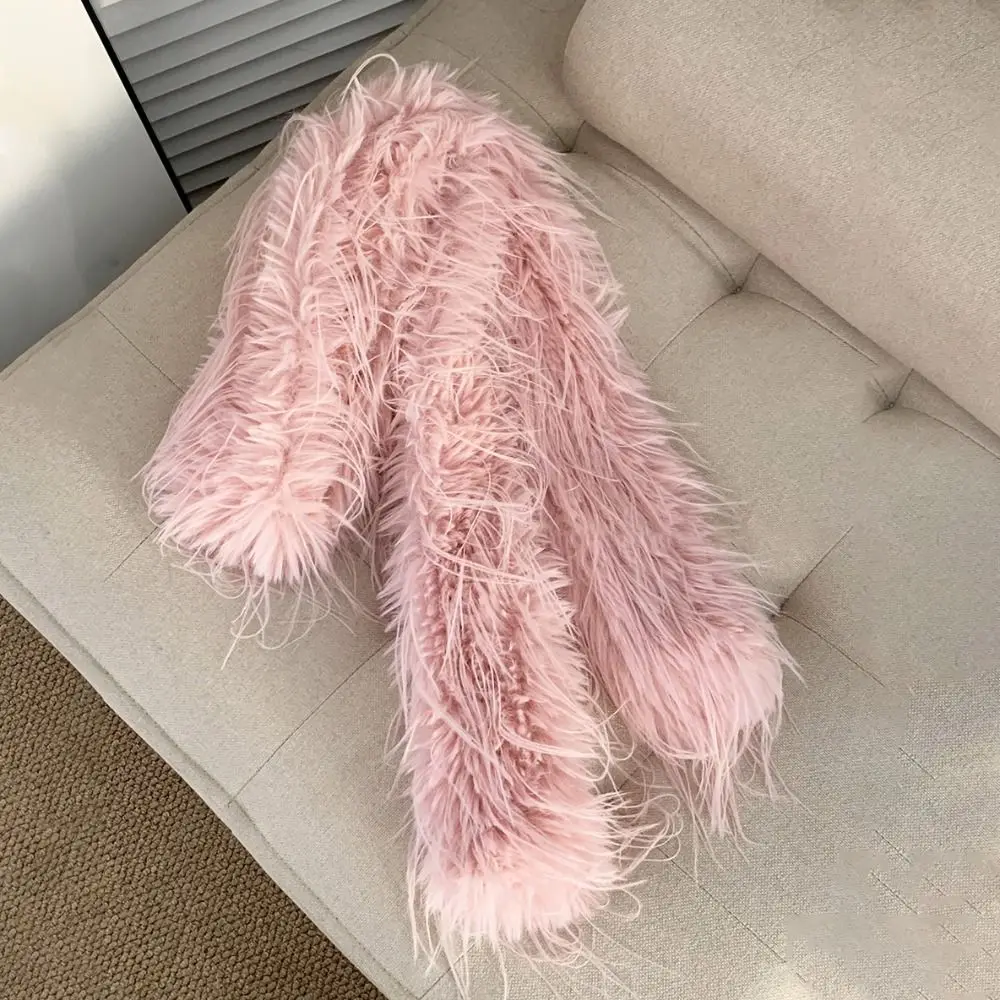 

Korean Style Thick Fluffy Long Strip Scarf Imitation Mink Fur 180cm Soft Shawl Luxury Classic Y2K Girl Scarf for Warm