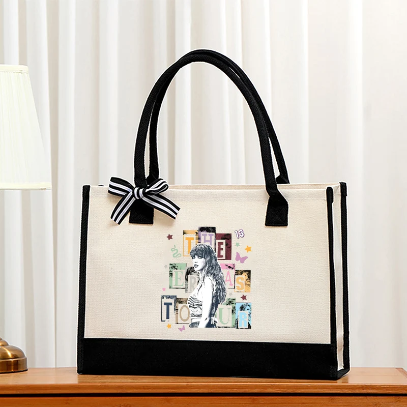 

Taylors Swifts Tote Bags Large Capacity Women Canvas Shoulder Bag Popular Singer Handbag Female Aesthetic Pouch Birthday Gifts