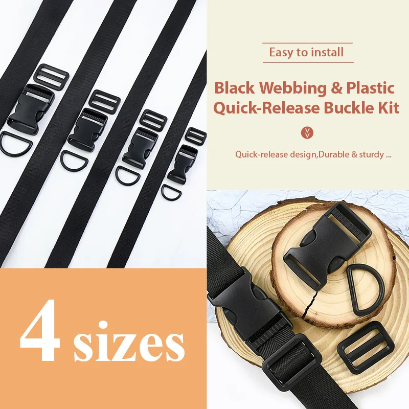 

20-50mm 3/5Sets Dog Collar Accessories Plastic Release Buckle Nylon Webbing Slider Tri-Glide Strap Tape Side Clip Hook Clasp