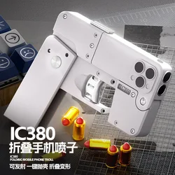 Shell Ejection Deformation Ic380 Folding Mobile Phone Spray Gun Soft Bullet Gun Can Launch Toy Pistol Model Christmas Gift 2025