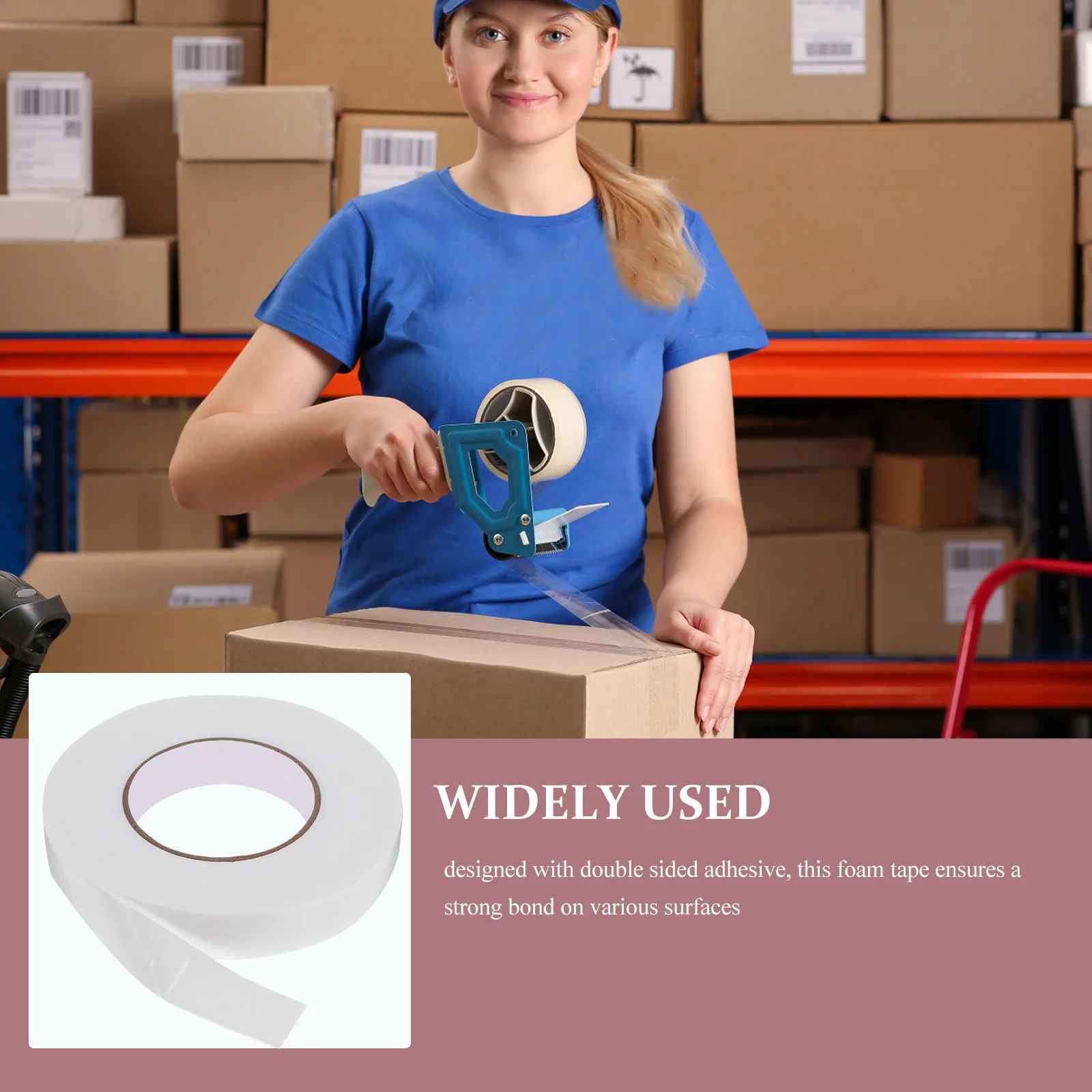 شريط رغوي مزدوج الجوانب 1 لفة بيضاء من البولي ايثيلين عالية الكثافة لاصق قوي مقاوم للماء مقاوم للحرارة للمنزل والمكتب DIY تركيب على الحائط