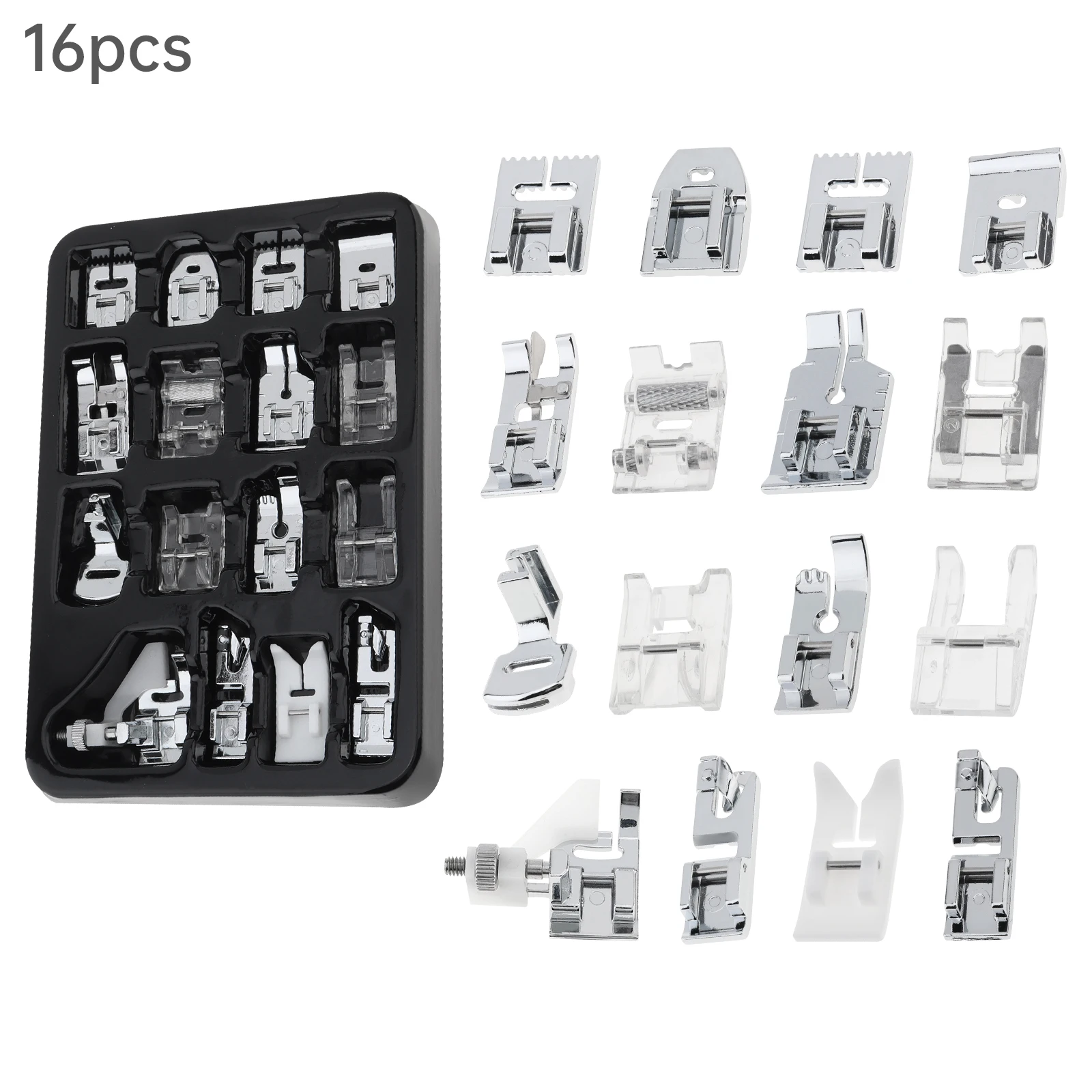 

16pcs Sewing Machine Presser Foot Set Kit for Singer Brother Babyloc Euro-Pro Janome Kenmore Elna Sewing Machine DIY Accessories