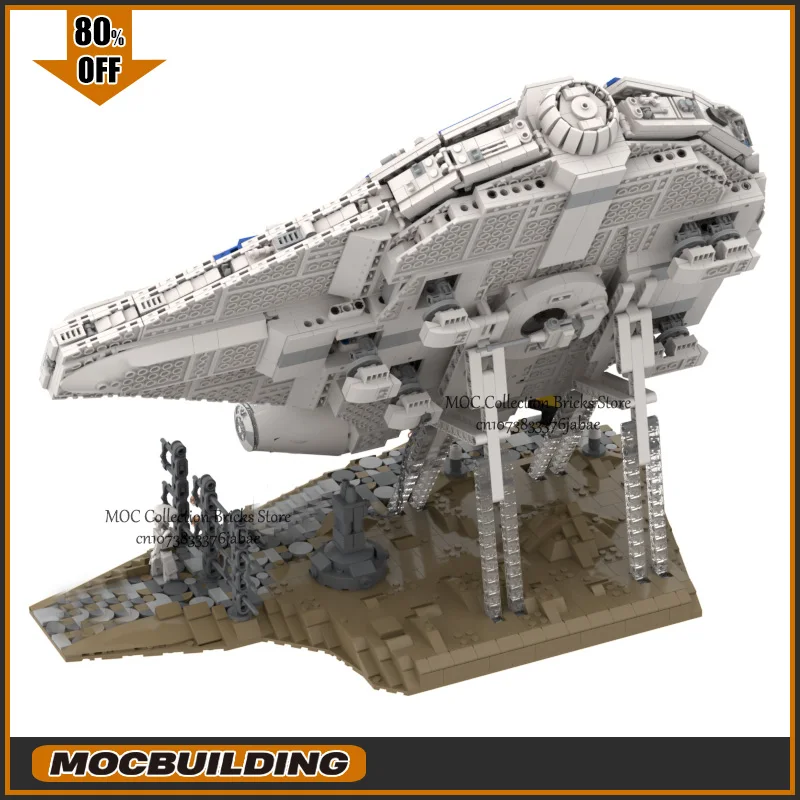 UCS-Espaçonave MOC Building Blocks com Display Stand, Starfighter, Tecnologia Bricks, Brinquedos Espaçonave, Montagem DIY, Presentes Coleção