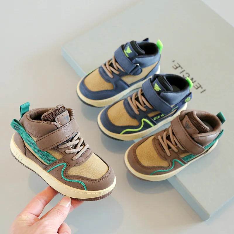 Spring Autumn High-Top Sports Shoes Boys Girls Baby Non-Slip Soft Sole Running Shoes Kids Breathable Children Sneakers Casual