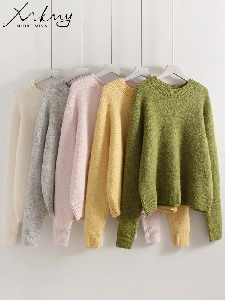 Women's Warm Knit Winter Sweater - O Neck Pullover Jumper