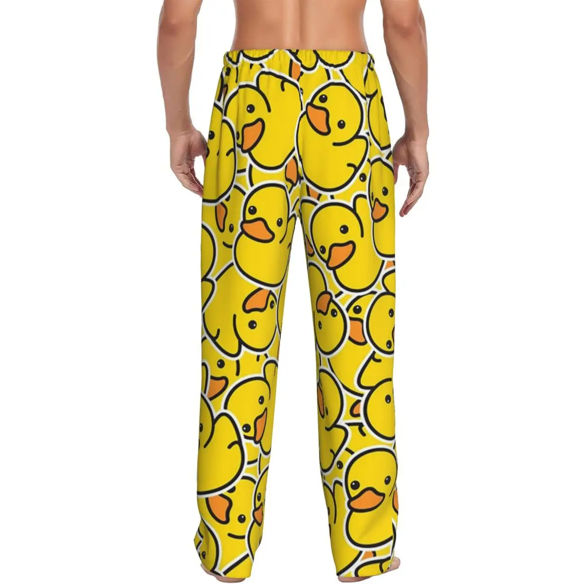 Custom Yellow Classic Rubber Duck Pajama Pants Men Sleepwear Sleep Lounge Bottoms with Pockets