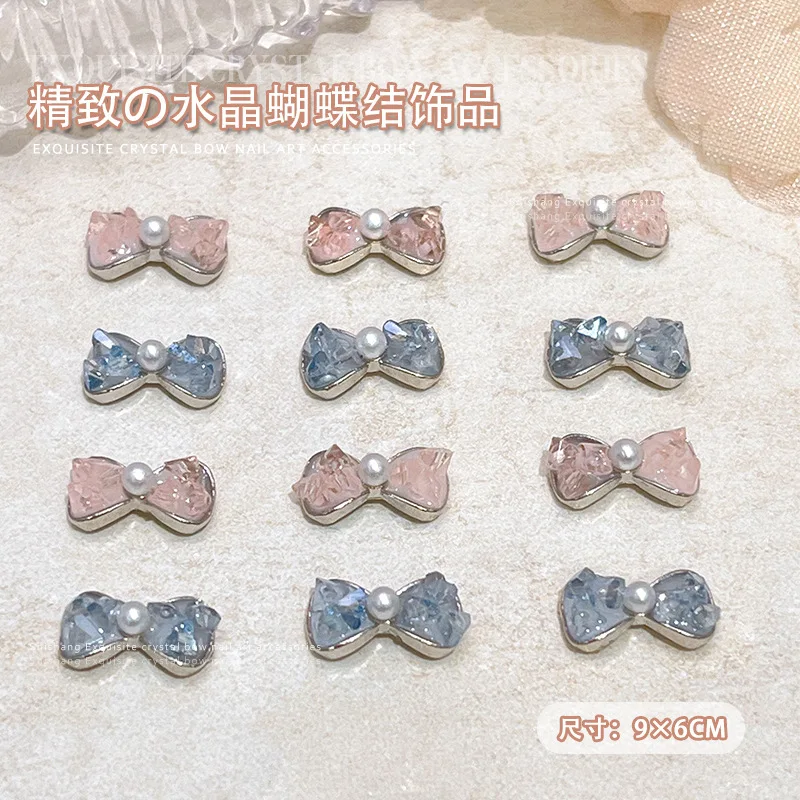 5PCS Crystal Bow Tie Nail Art Charms Rhinestones Jewelry Parts Accessories For Nails Decoration Manicure Decor Supplies Material