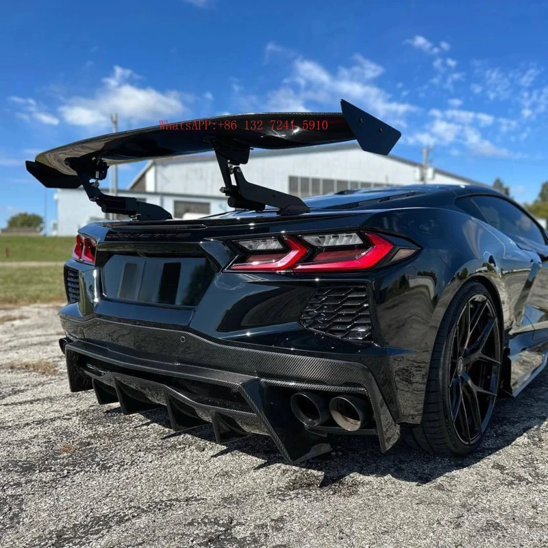 Rear Spoiler Wing Fits  Corvette C8 Z51 Stingray Upgraded to APR Carbon Fober Modification Black Spoiler Car Exterior