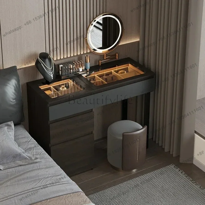 FG Storage Drawers Wood Vanity Table Mirror Stool Makeup Desk Dressing Table Modern Luxury Penteadeira Quarto Bedroom Furniture