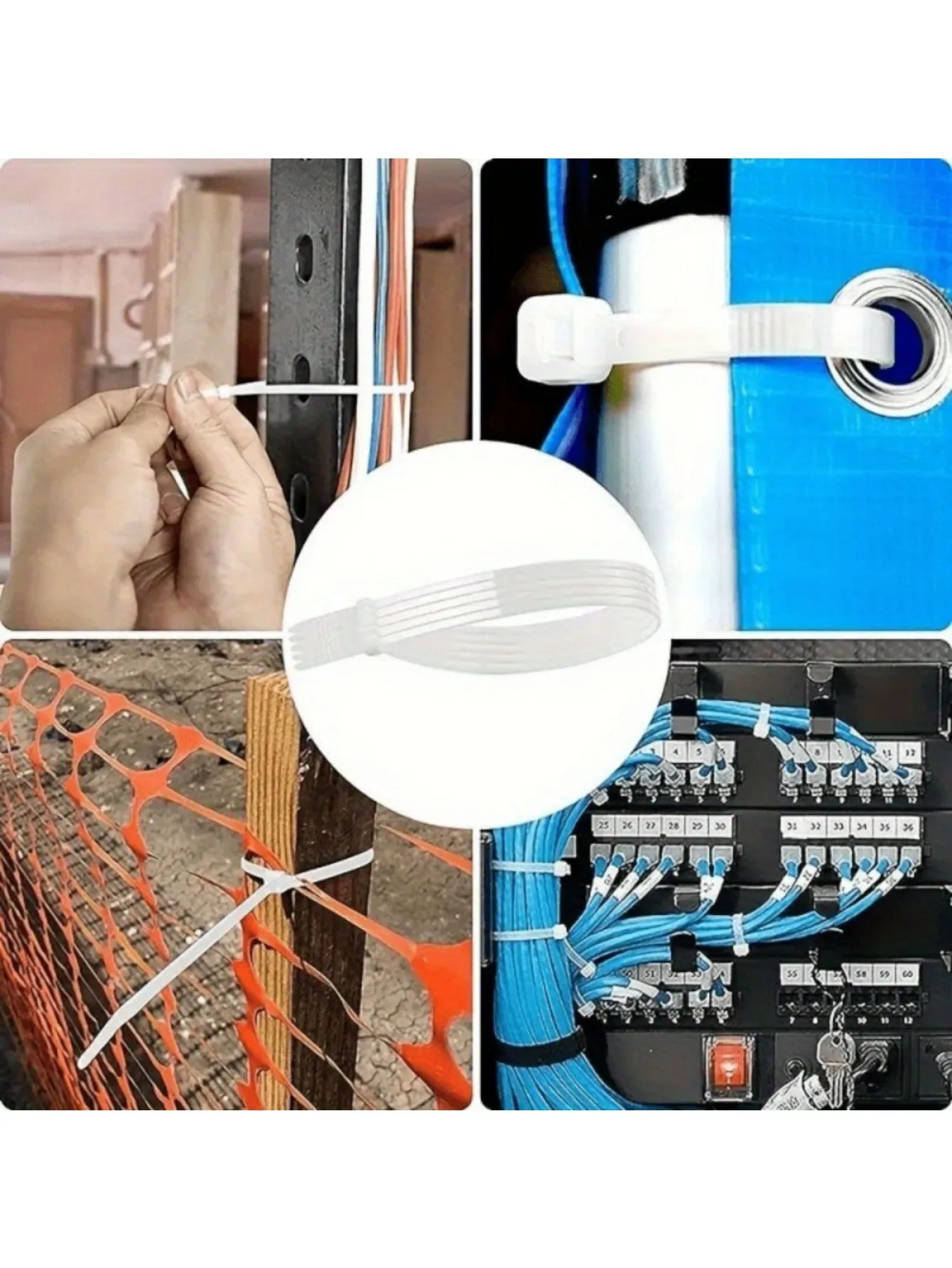 ربطات كابلات نايلون 10 سم 50 قطعة، ربطات عنق بسحاب ذاتية القفل لتثبيت خرطوم كابل الأسلاك