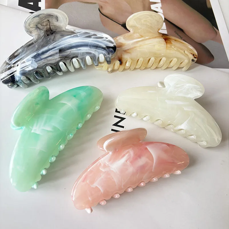 

Kinling OEM Design New Multicolor Scent Ink Style Shark Clip High Temperament Grab Made of Durable Plastic Hair Accessories