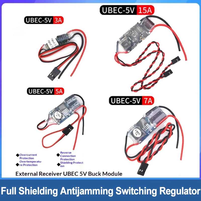 

1Pcs Full Shielding Antijamming Switching Regulator UBEC 5V 3A 5A 7A 15A For FPV RC Drone Receiver Power Supply External