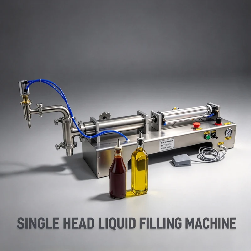 Commercial Horizontal Semi-Automatic Pneumatic Liquid Wine Filling Machine Piston Beverage Filler Juice Packager