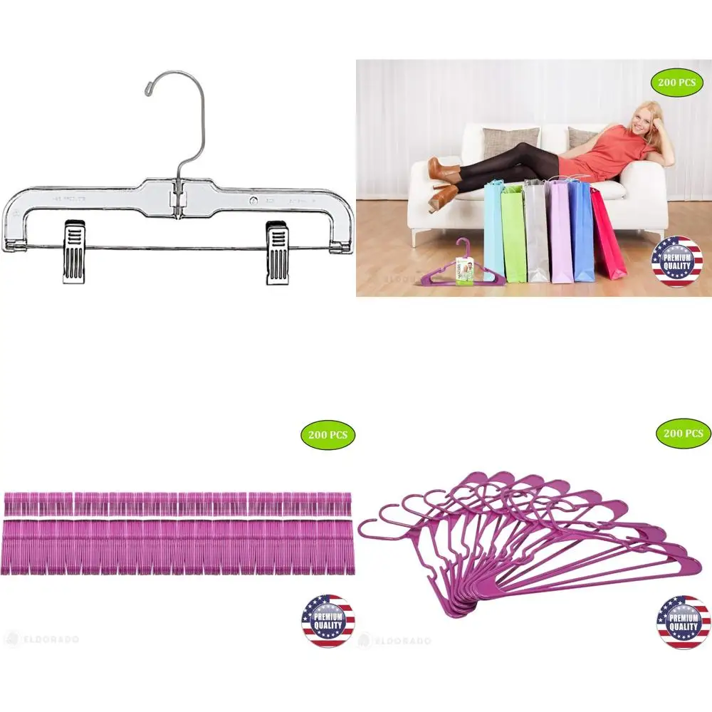 

Clear Plastic Children's Hangers with Clips, 11 Inch, Durable for Skirts, Bulk Pack of 100