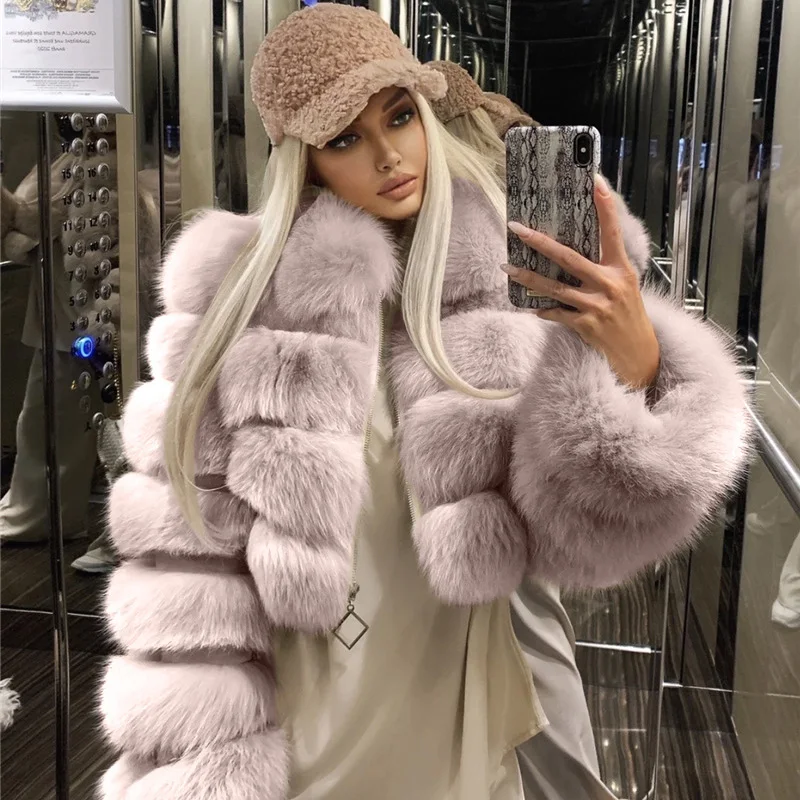 Short Faux Fox Fur Coat Women\'s Jacket  Elegant Thick Warm Fur Coat For Women 2022 High Quality Fluffy 4XL Raccoon Fake Fur Coat