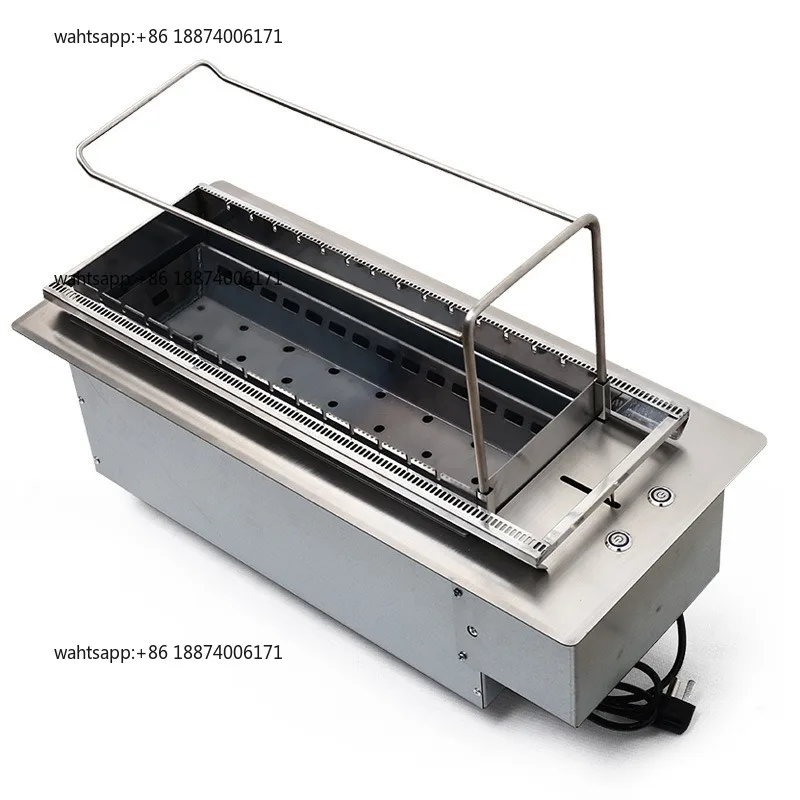 Automatic BBQ Grill Charcoal BBQ Machine Push-Pull Electric Lifting Charcoal Box Barbecue Skewer Grill Commercial Skewer Machine