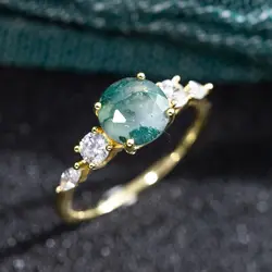 Elegant Moss Agate Engagement Ring 925 Sterling Silver Marquise Cut Zircon Cluster Rings for Women Jewelry Anniversary Gifts