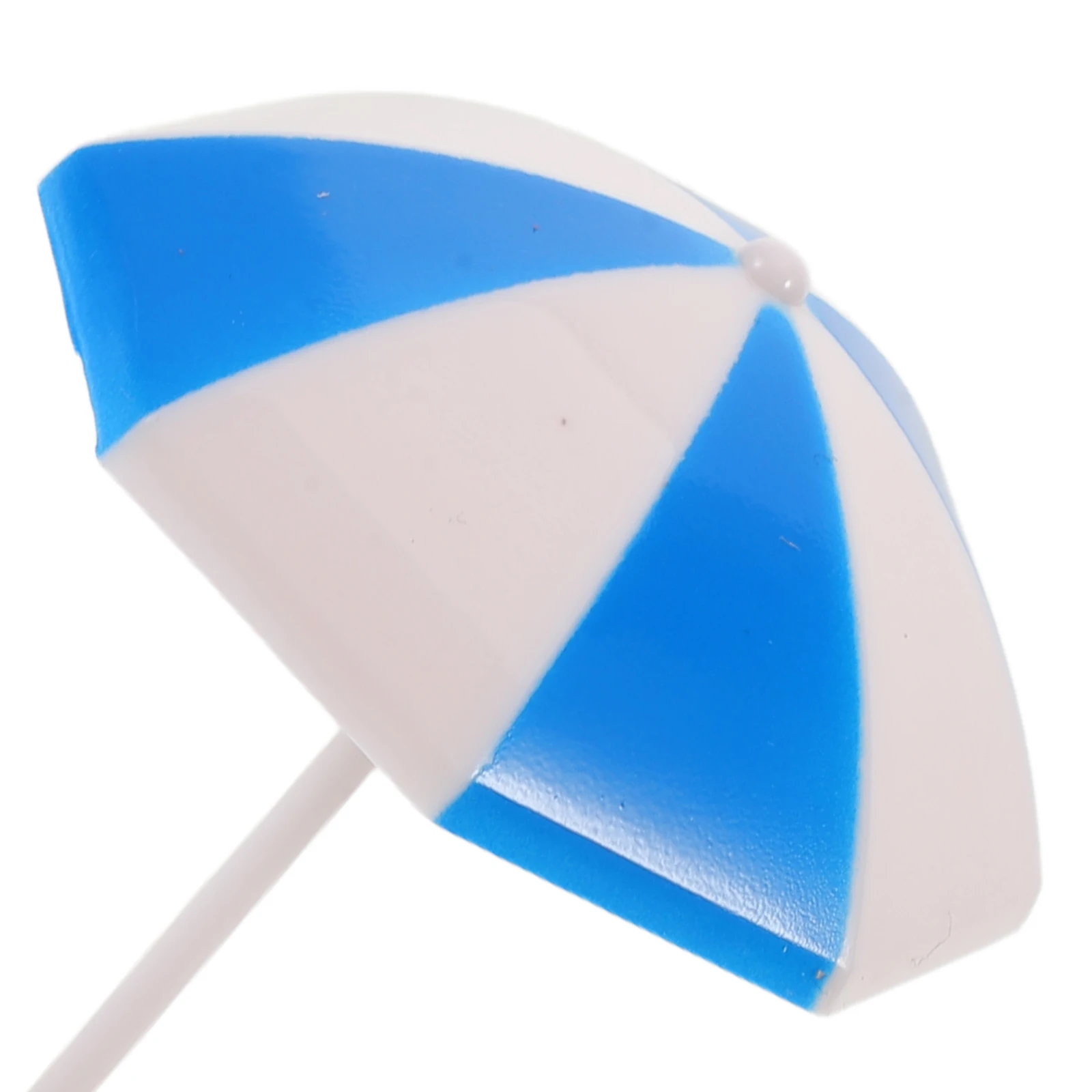 8 szt. Miniaturowe parasolki krajobrazowe, niebieskie plastikowe parasole plażowe, podstawa, mikro dekoracje krajobrazowe, dekoracja ogrodowa DIY