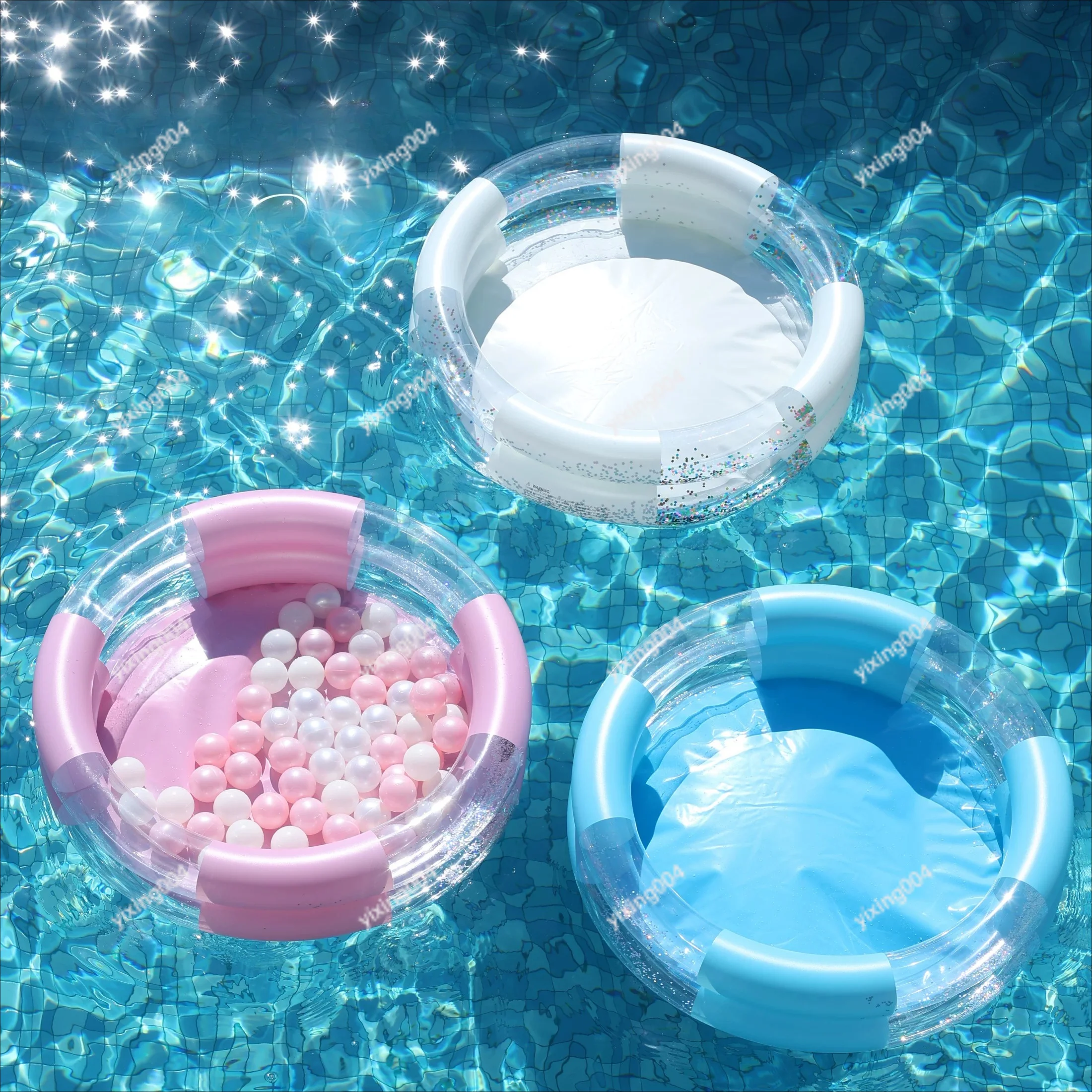 Transparent Inflatable Floating Bed Water Float Mat For Swimming Pool Stream Summer Outdoor Water Fun