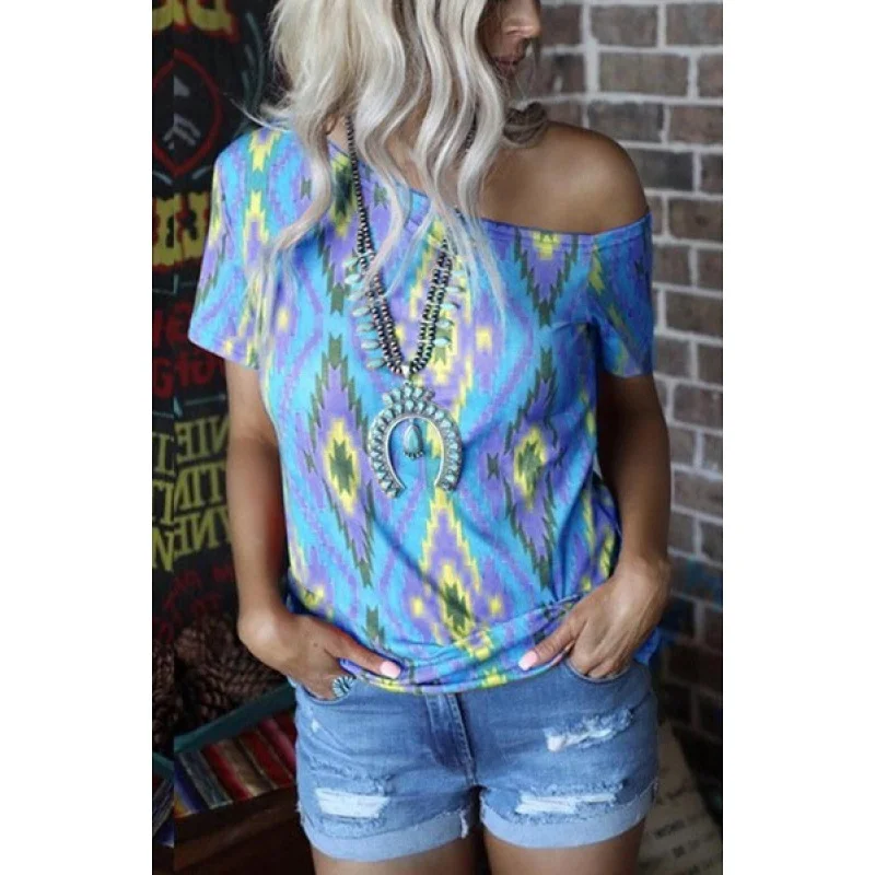 

2025European and American NewwishFashion Short Sleeve Printed Round Neck Shirt