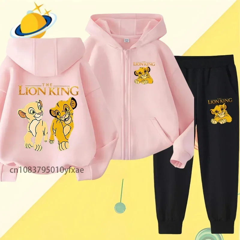 Lion King children zipper hoodie set Disney cartoon print autumn winter long-sleeved sweatshirt boys girls casual Harajuku top