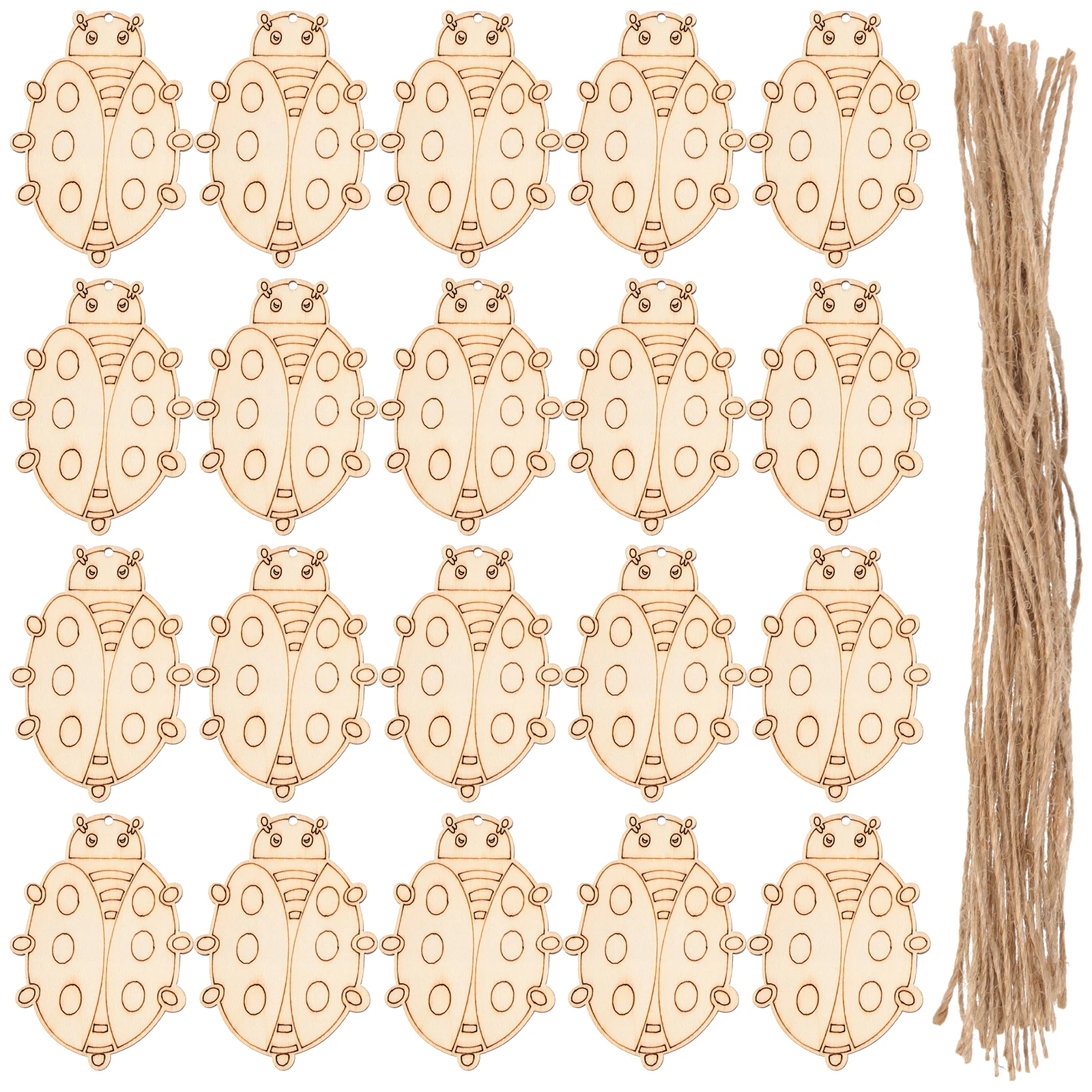 

50 set Wooden Cutout Diy Craft Beetle Shape Slices Unfinished Blank Wood Pieces For Painting Graffiti Accessories Art