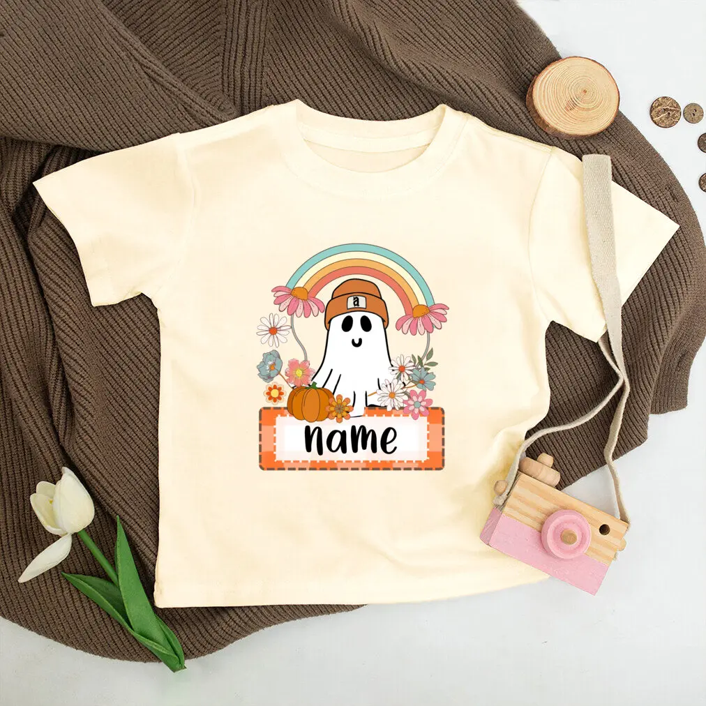 Personalzed Halloween Kids Shirt Boys Girls Halloween Party Outfit T-shirt Custom Name Child Retro Tee Toddler Short Sleeve Tops