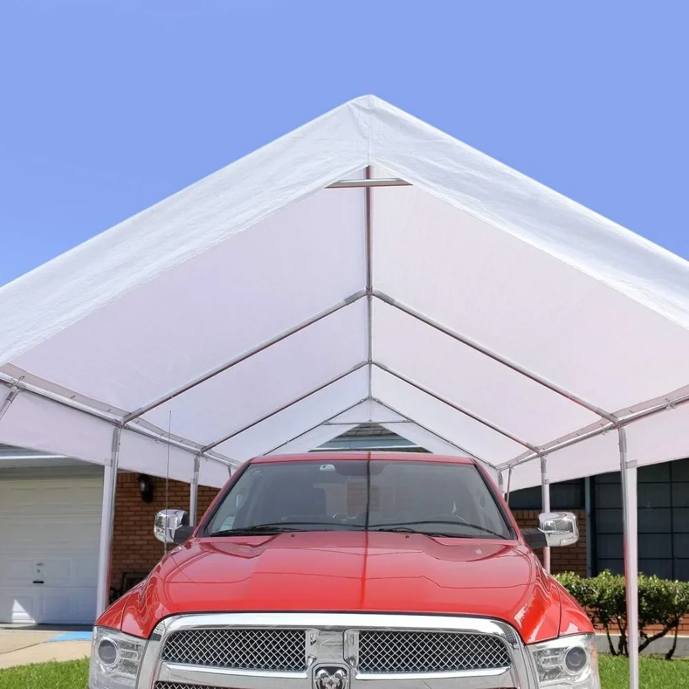 10'x20' Heavy Duty Carport, Portable Car Canopy, Garage Tent, Boat Shelter with Reinforced Triangular Beams and Ground Bar