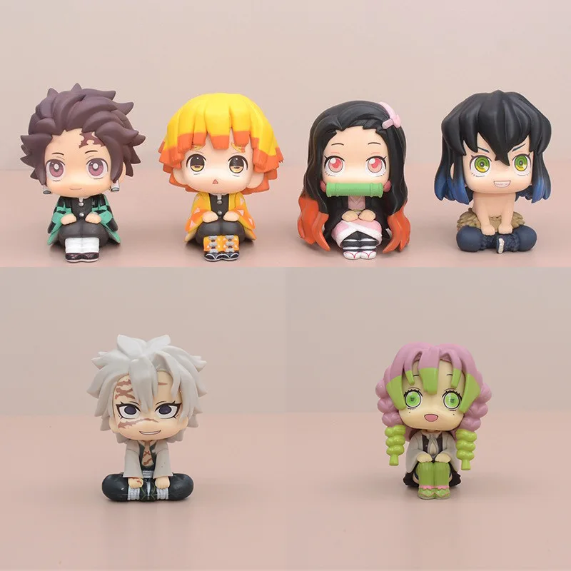 Demon Slayer Kanroji Mitsuri Figure Cute Kimetsu No Yaiba Sanemi Statues Anime Figurine Sculpture Decoration Table Acceesories