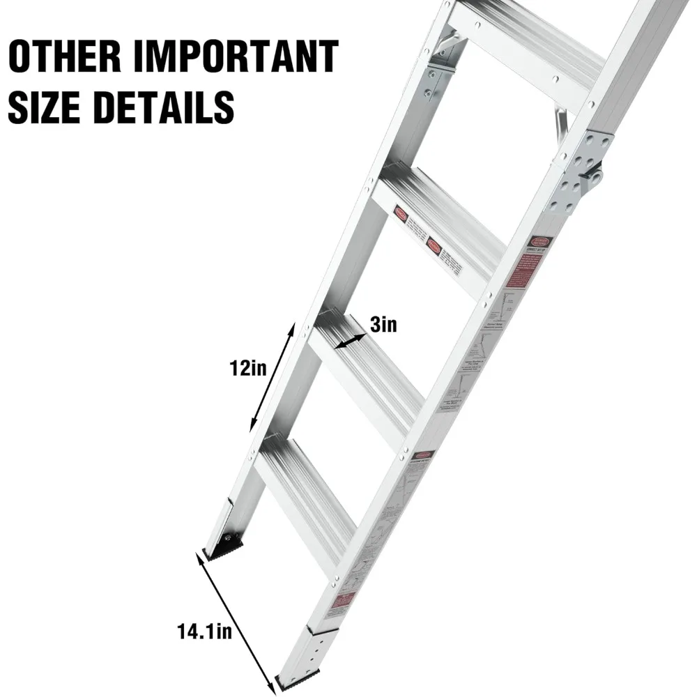 "Escalera de ático extraíble de alta resistencia para techos de 7'8" a 10'3", 22,5"x54", capacidad de 380 lbs"