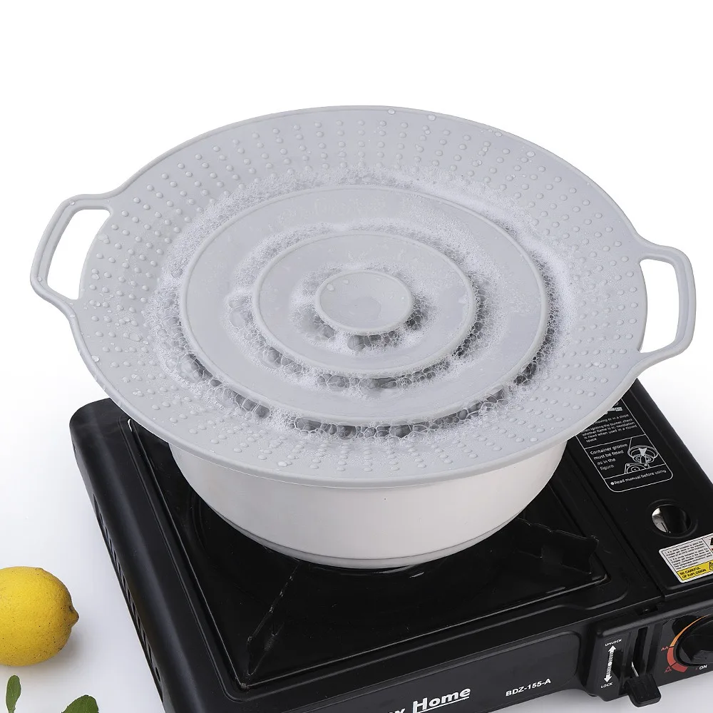 

30cm Silicone Pot Lid Anti-Splash Heat Resistant Spill Stopper Cover Cooking Tools Multifunctional Microwave Bowl Cover